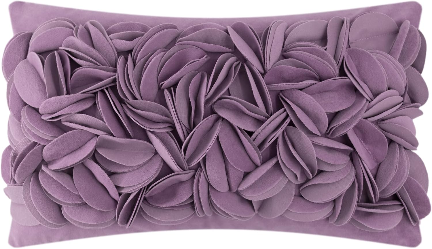 3D Flower Throw Pillow Cover Rectangular Cushion Cover Soft Handmade Pillow Case for Sofa Couch Chair Bed Living Room Home Office - Purple