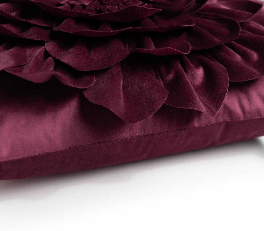 VG|wine-red|3D Flower Throw Pillow Covers