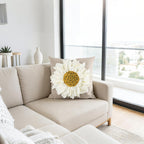 VG|white|Decorative 3D Flower Throw Pillow Cover Creamy