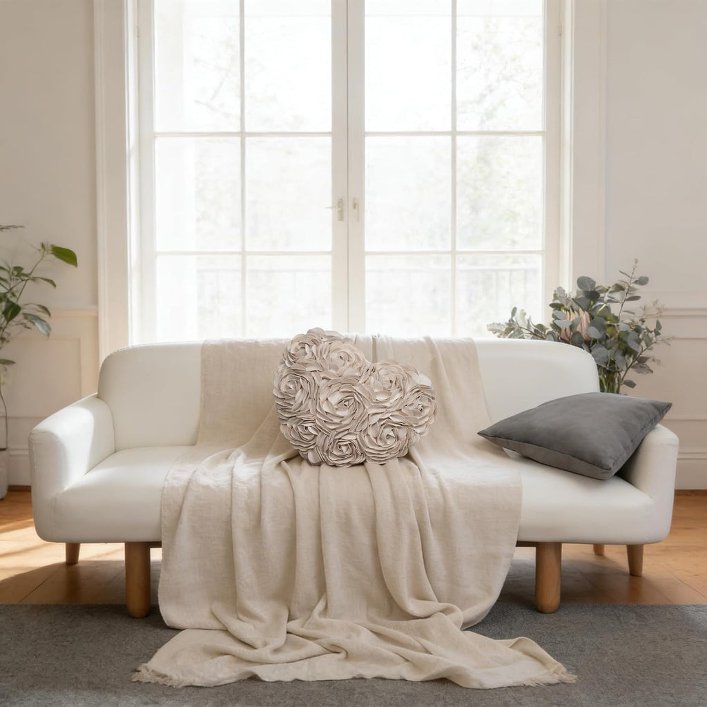 VG|creamy-white|Heart Flower Throw Pillow Covers