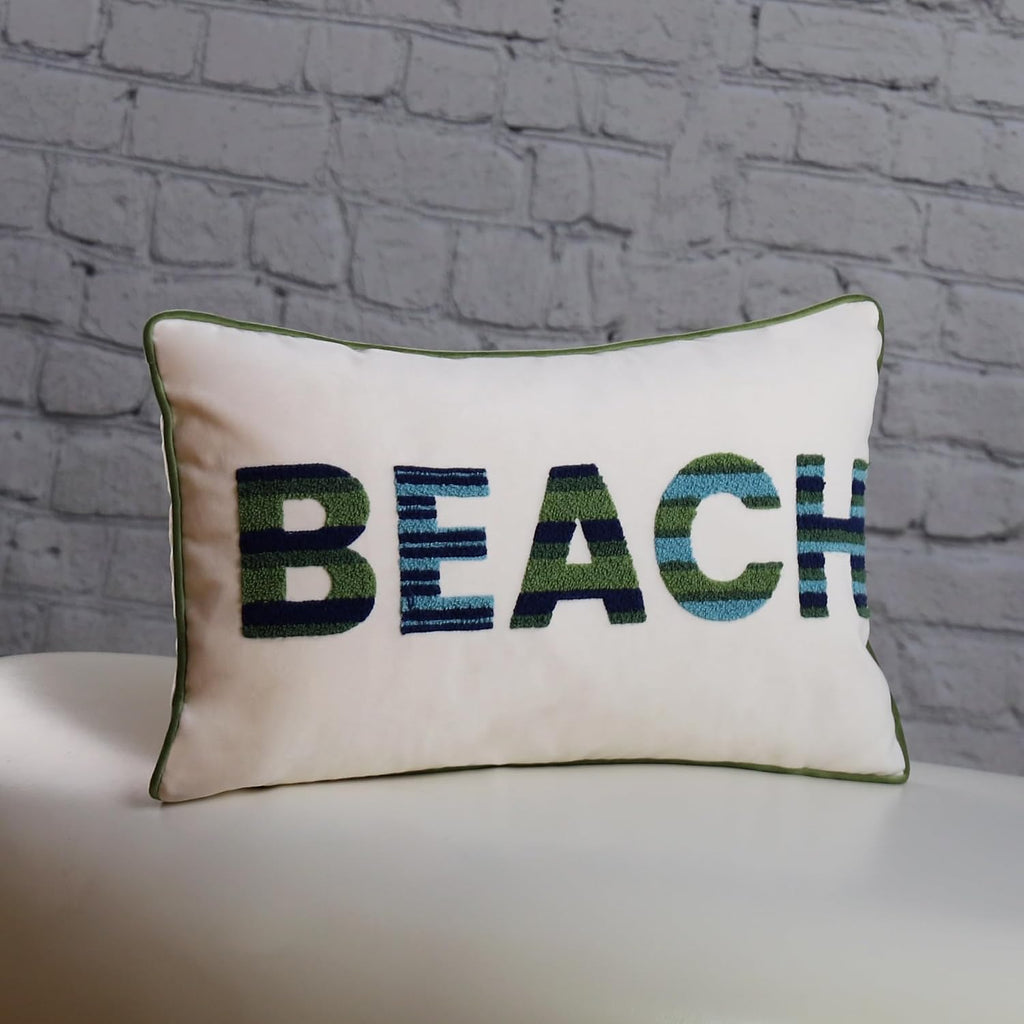 VG|beach|Embroidered Decorative Throw Pillow Cover
