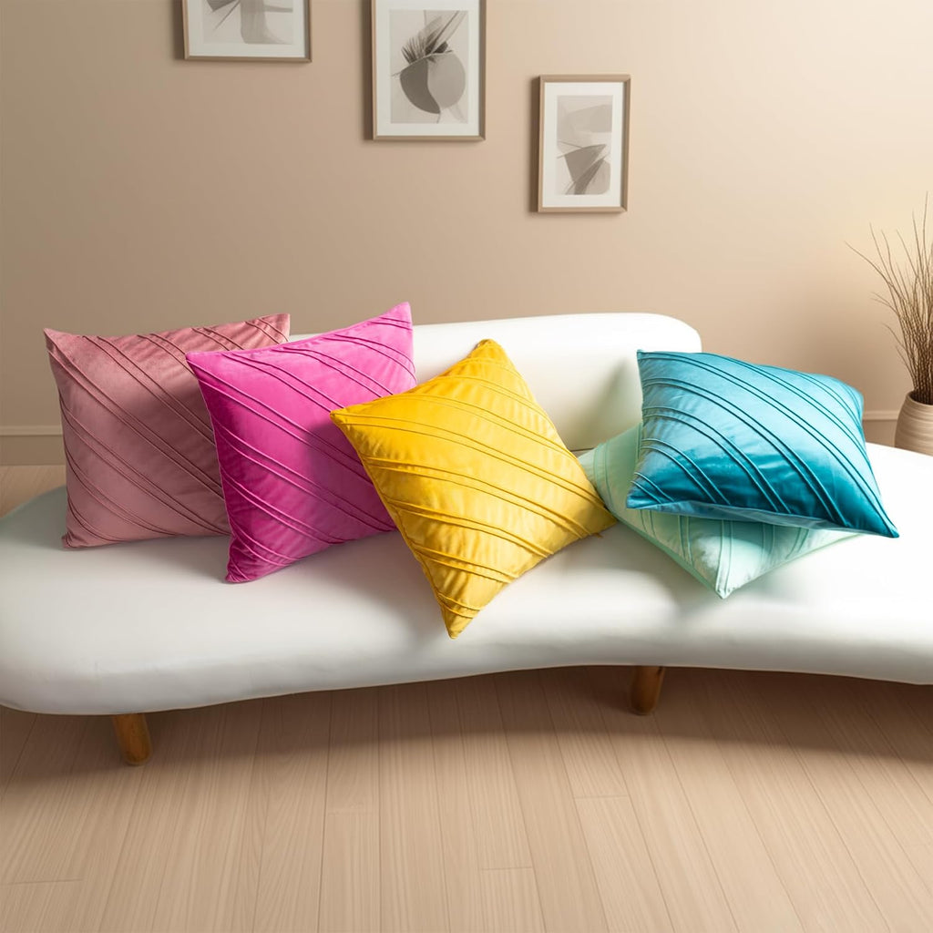 Soft Velvet Decorative Throw Pillow Cover Square Diagonal Stripes Design Pillowcase