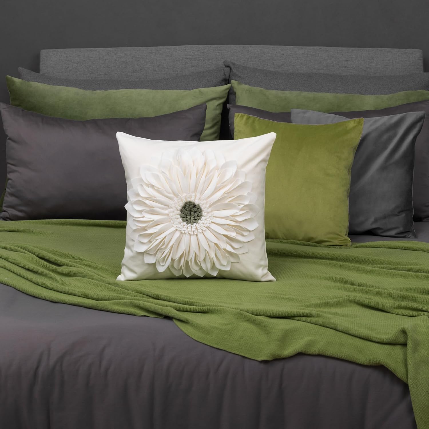 3D Sunflowers Throw Pillow Cover Wine Red
