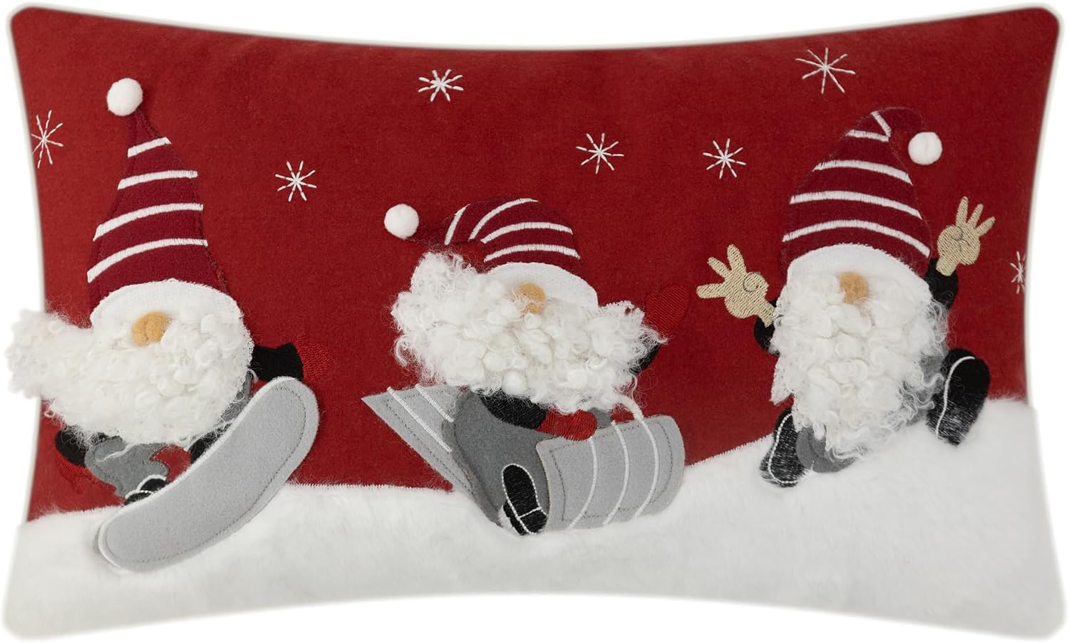 Decorative Christmas Santa Gnome Throw Pillow Cover Holiday Design - Red