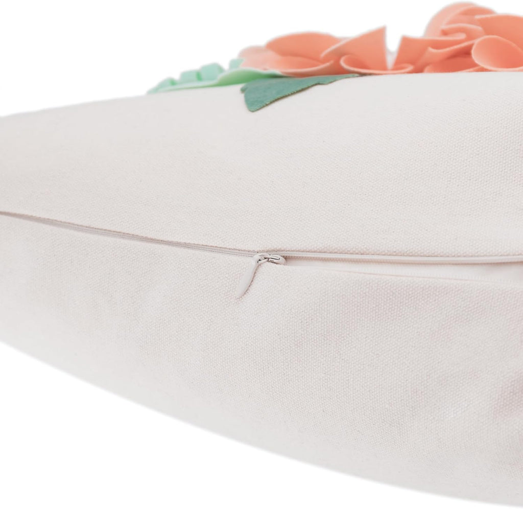 VG|peach-pink|3D Flower Throw Pillow Cover Aesthetic Decorative Floral Accent Pillow Colorful Cushion for Bed Living Room Couch Office Decor Beige Green