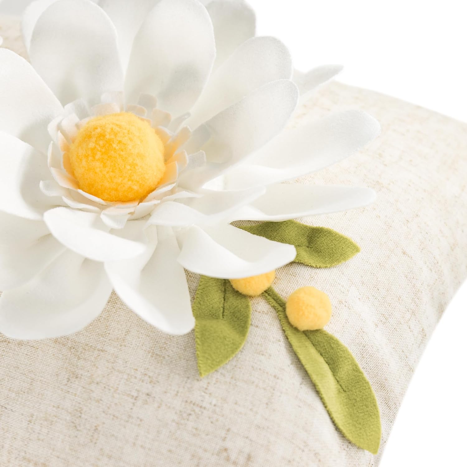 3D Flower Lumbar Throw Pillow Covers White