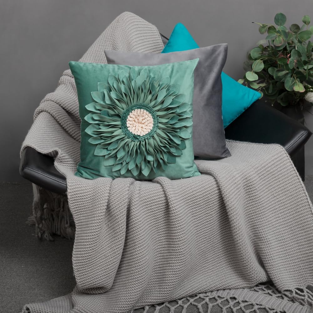 VG|green-dark-green|3D Sunflowers Throw Pillow Cover Wine Red