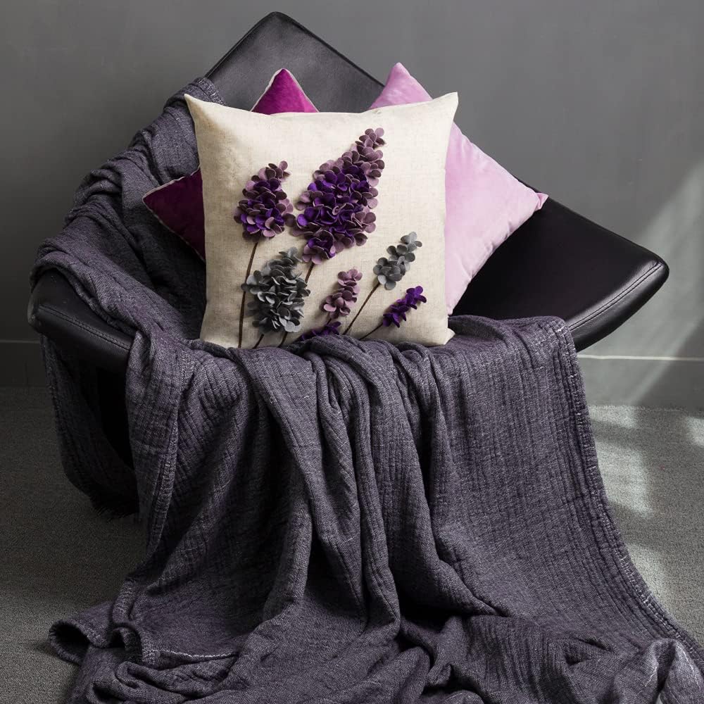 Stereo Flower Throw Pillow Covers Decorative Lavender Accent Pillow Cases Aesthetic Beige Cushion for Couch Bed Home Sofa Living Room Decor Purple Gray