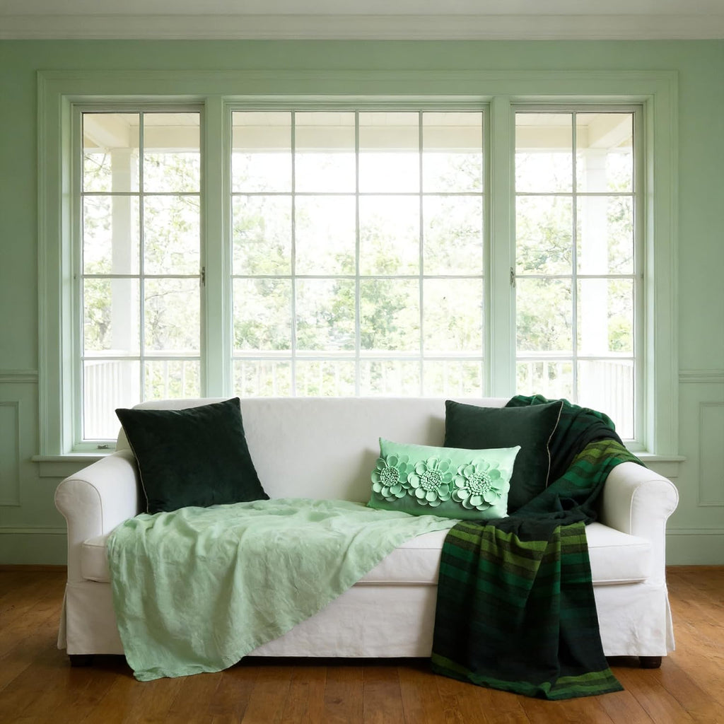 VG|mint-green|3D Flower Throw Pillow Cover