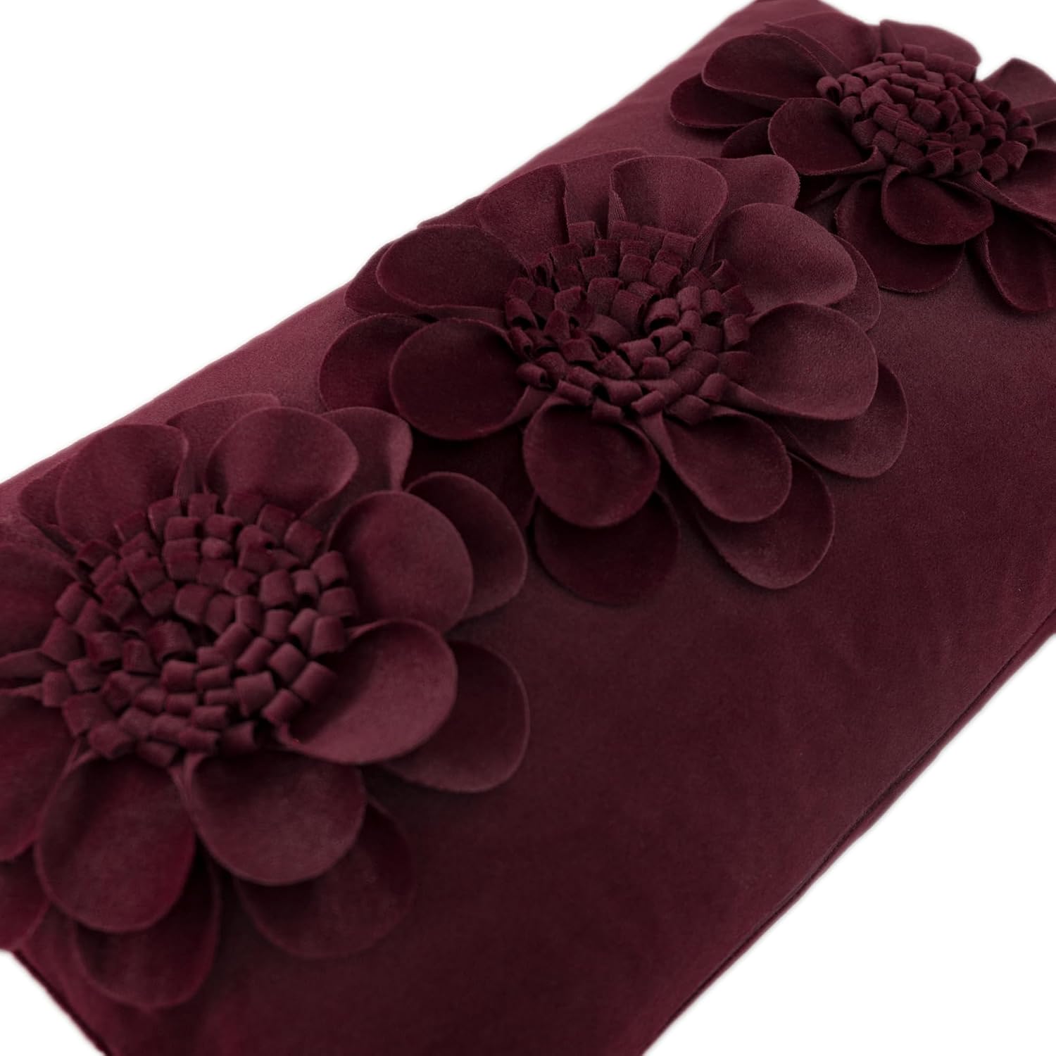 VG|dark-red|3D Flower Throw Pillow Cover