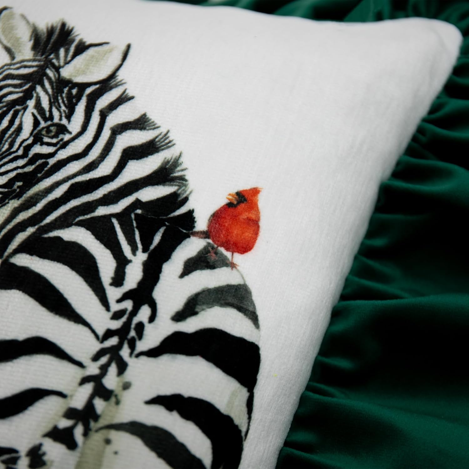 Zebra Green Lace Throw Pillow Cover