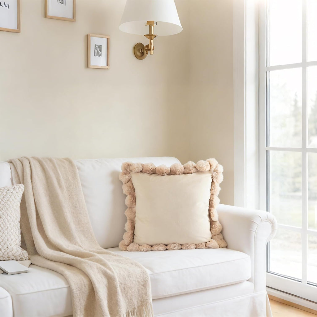 VG|camel|Solid Throw Pillow Cover , Velvet