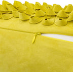 VG|yellow|3D Flower Throw Pillow Cover, Velvet, Light Grey