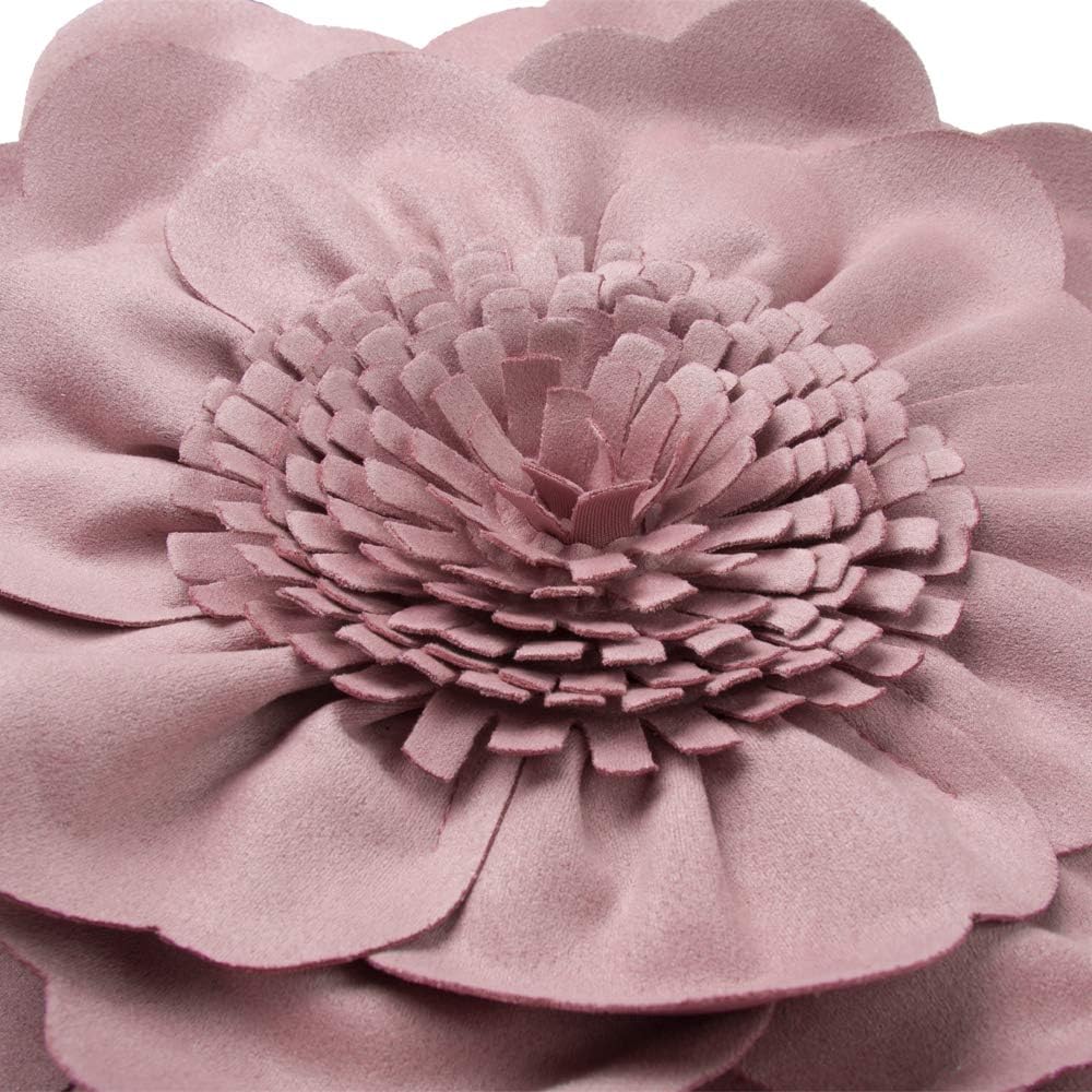 VG|dark-blush-pink|Flower Throw Pillow Cover Decorative Round Pillowcase Floral Cushion for Bed Sofa Couch Car Decor