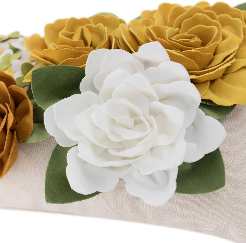 Vintage 3D Flower Throw Pillow Cover