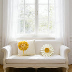 VG|beige|3D Flower Throw Pillow Cover Aesthetic Decorative Daisy Accent Pillow Case Hand Crafted Cushion Round Floral Pillowcase for Home Bed Couch Bedroom Chair