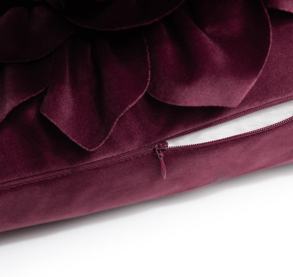 VG|wine-red|3D Flower Throw Pillow Covers