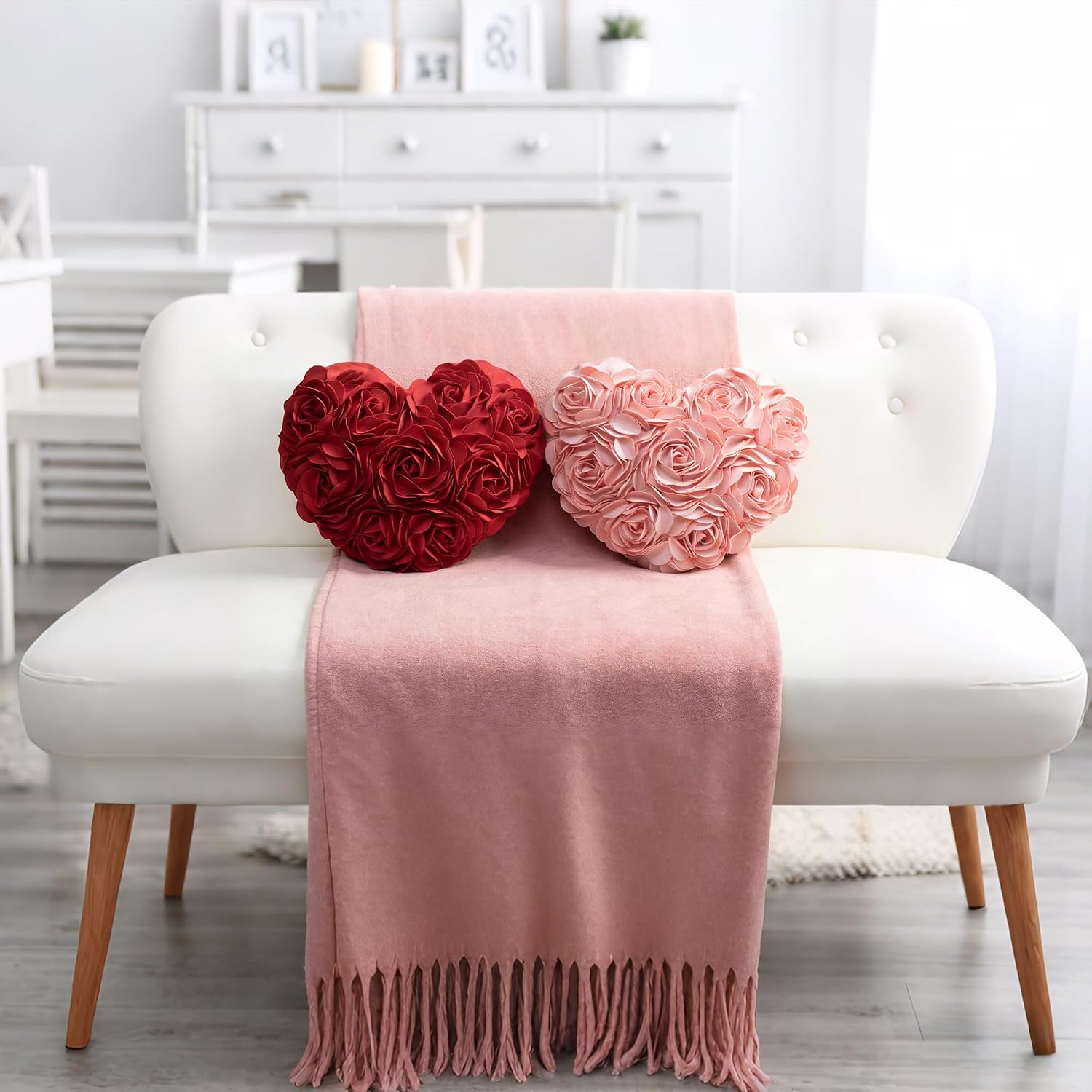 Heart Flower Throw Pillow Covers