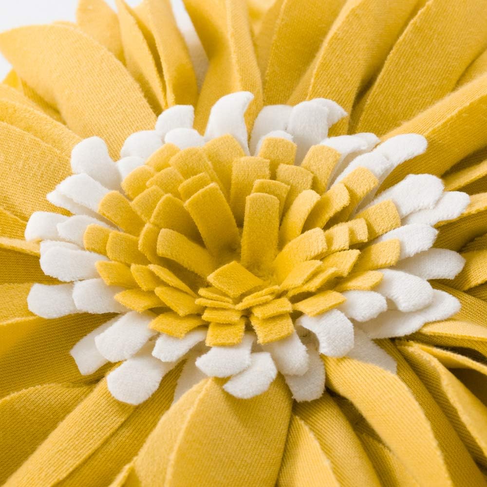 VG|yellow|Decorative Flower Throw Pillow Cover 3D Sunflower Pillow Case Velvet Cushion Floral Pillowcase for Bed Living Room Couch Chair
