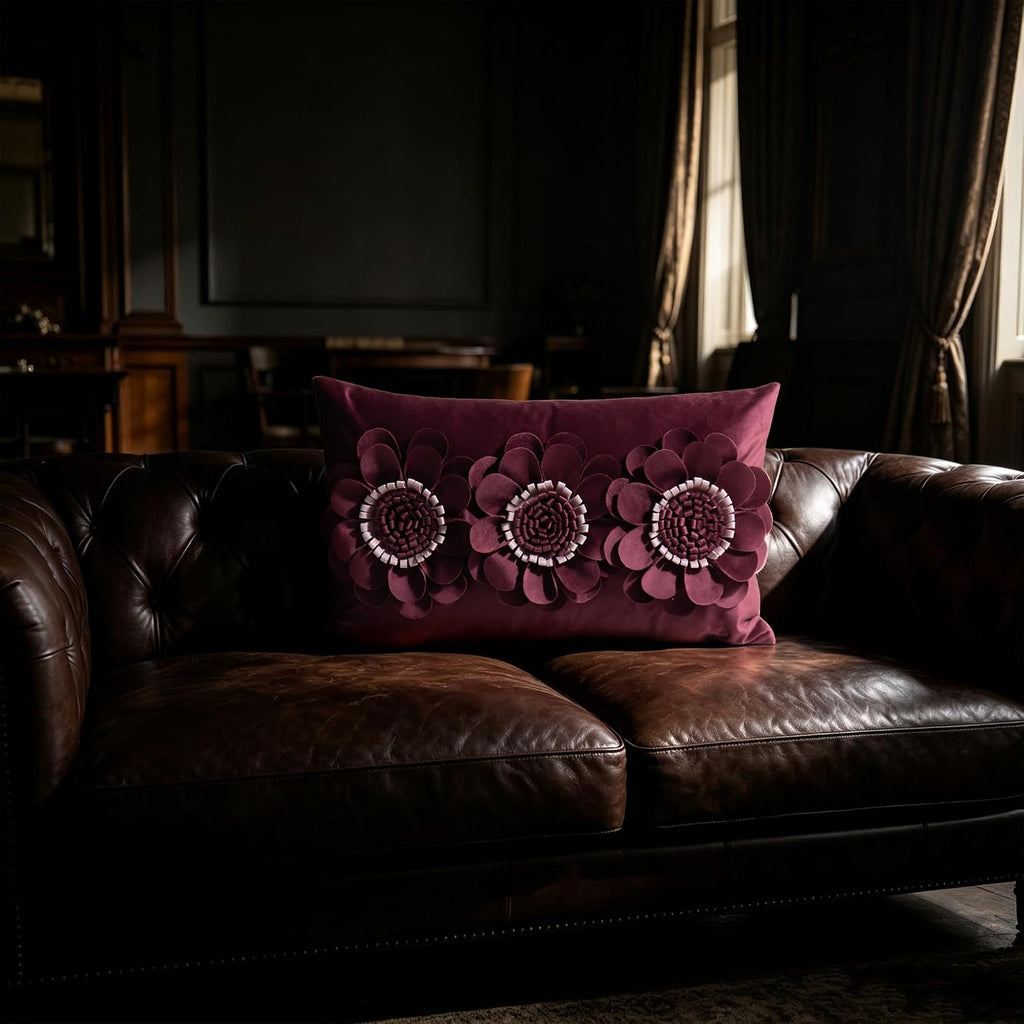 VG|wine-red|3D Flower Throw Pillow Cover