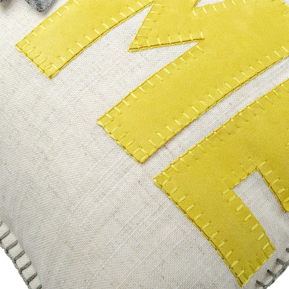 Home Flower Throw Pillow Cover, Beige Yellow Grey