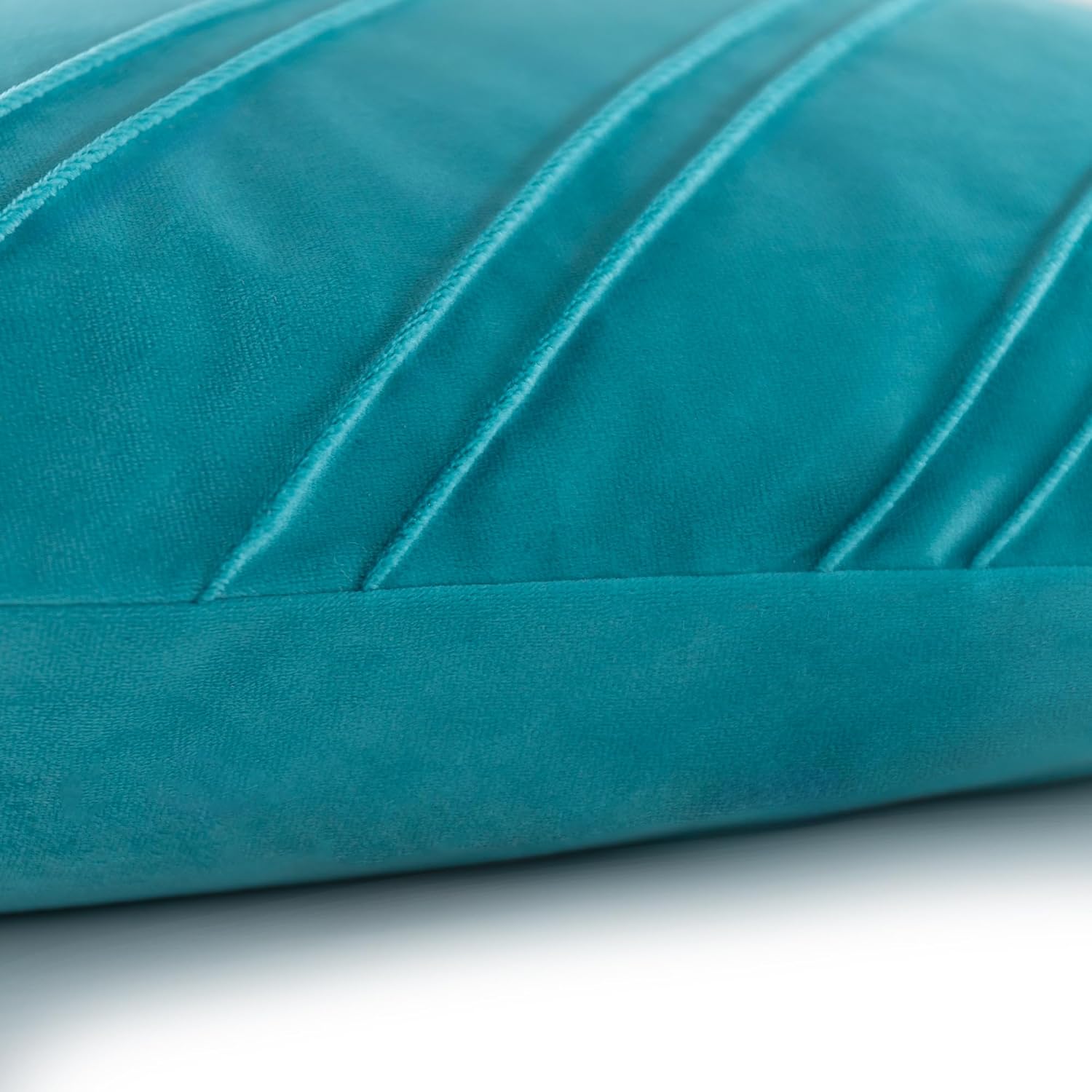 VG|teal|Soft Velvet Decorative Throw Pillow Cover Square Diagonal Stripes Design Pillowcase
