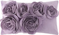 VG|purple|3D Flower Throw Pillow Cover Handmade Floral Soft Velvet Lumbar Cushion for Bed Living Room Chair Couch Decor Gold