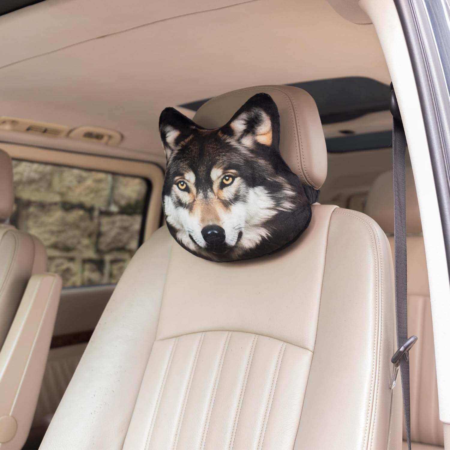 3D Dog Car Neck Pillow Decorative Animal Car Headrest Neck Support for Travel Home Office