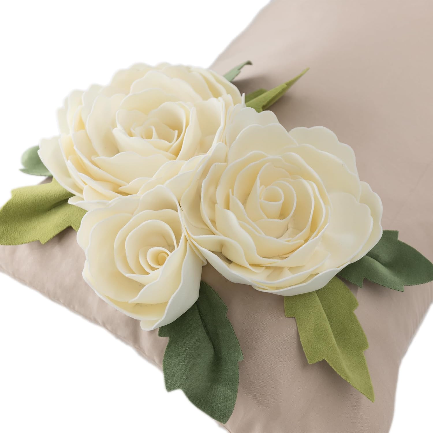 Pack of 2 Throw Pillow Covers, 3D Rose, Khaki