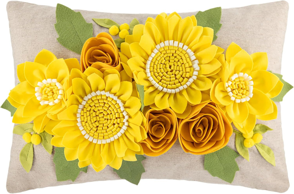 Vintage Yellow Sunflower Throw Pillow Cover - Default Title