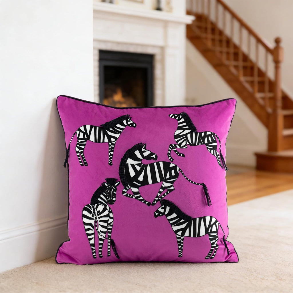 VG|rose-red|Printing Zebra Throw Pillow Cover