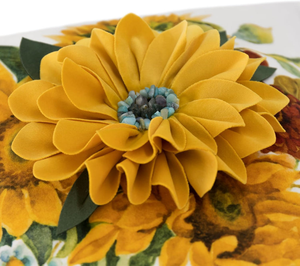 VG|velvet-yellow-18-x-18|Sunflower Throw Pillow Cover, White