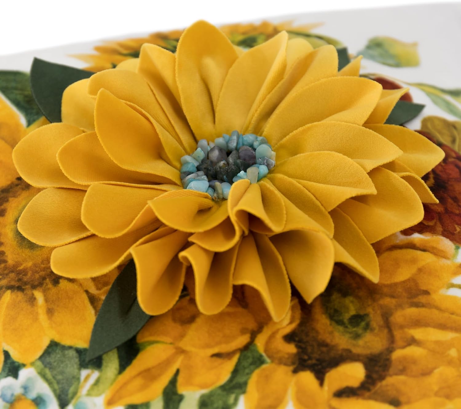 VG|velvet-yellow-18-x-18|Sunflower Throw Pillow Cover, White