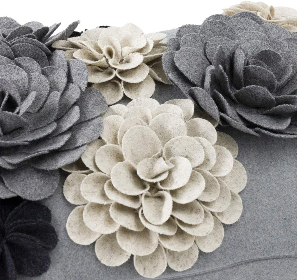 VG|grey-new-faux-wool|3D Flower Throw Pillow Cover, Colorful