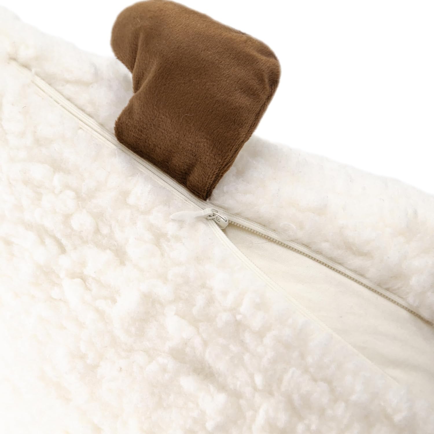 VG|beige|Faux Fur 3D Sheep Throw Pillow Cover