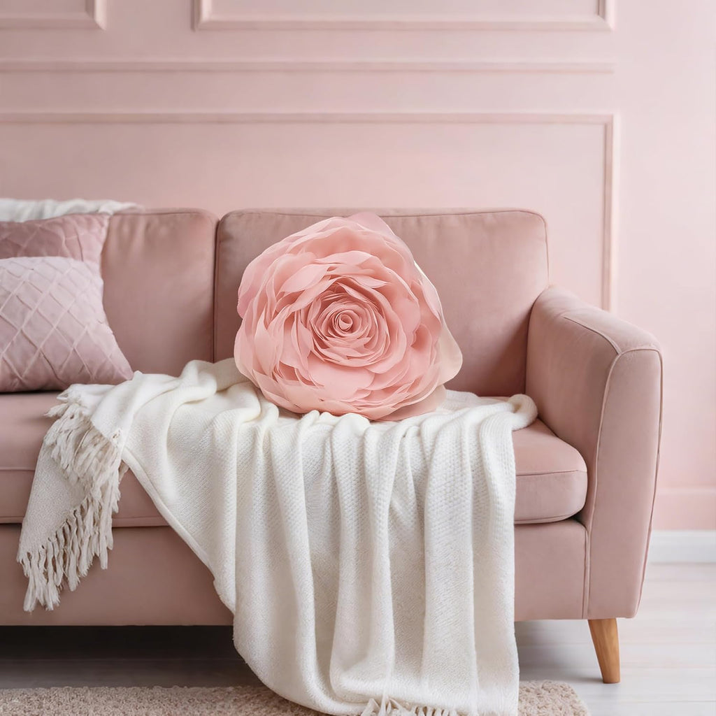 VG|peach-pink|3D Flower Throw Pillow Cover