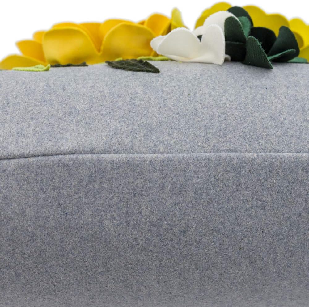 VG|yellow|Decorative 3D Flower Throw Pillow Cover Handmade Floral Accent Cushion Case for Living Room Sofa Couch Chair Gray