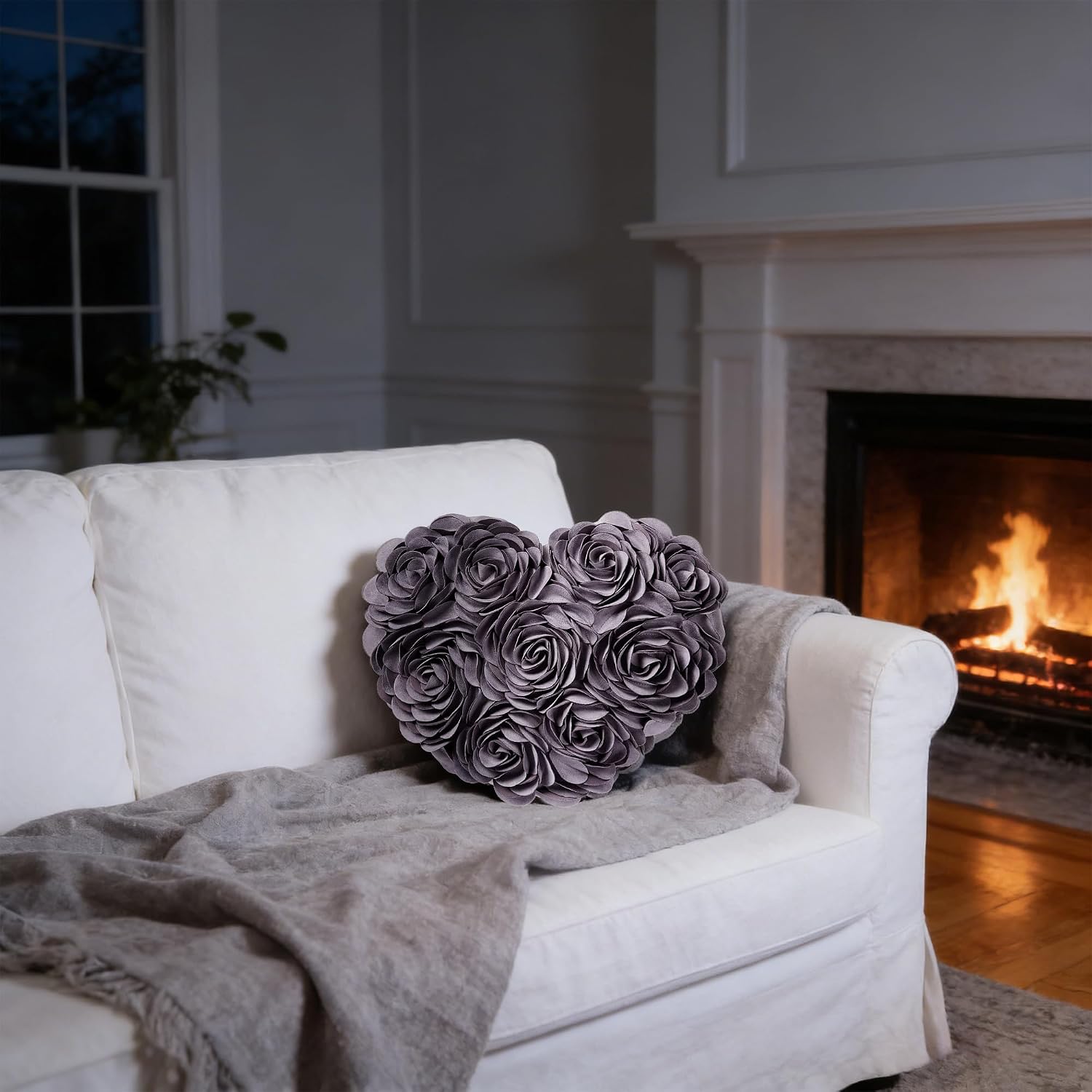 VG|lavender-purple|Heart Flower Throw Pillow Covers
