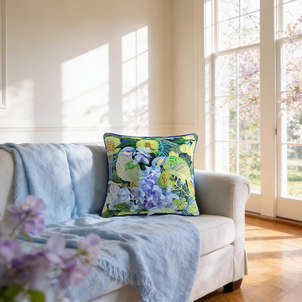 Green Parrot Throw Pillow Cover
