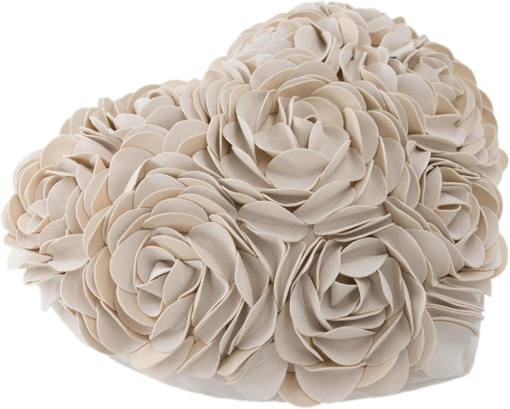 VG|creamy-white|Heart Flower Throw Pillow Covers