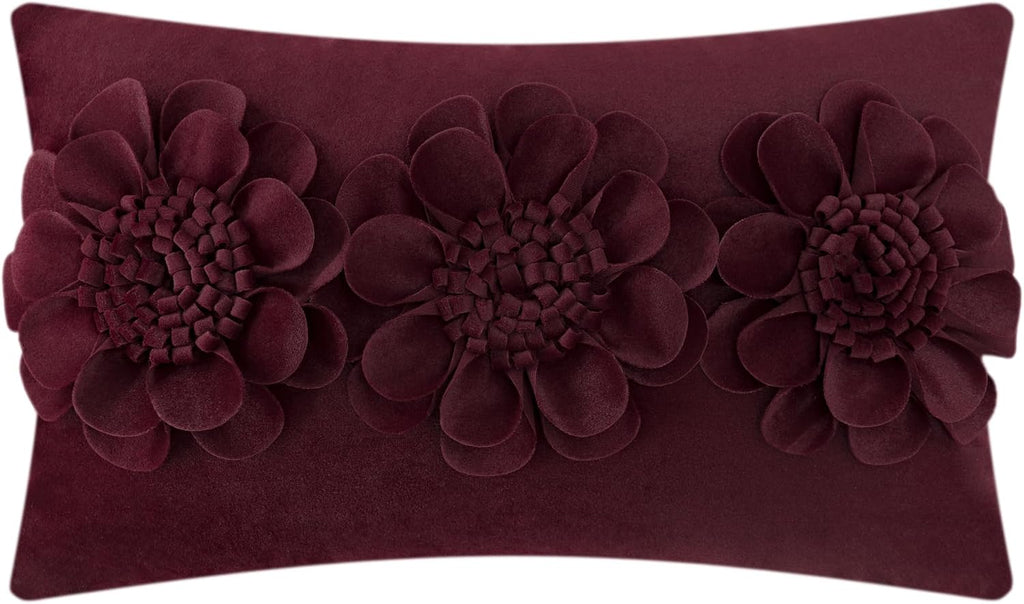 VG|dark-red|3D Flower Throw Pillow Cover