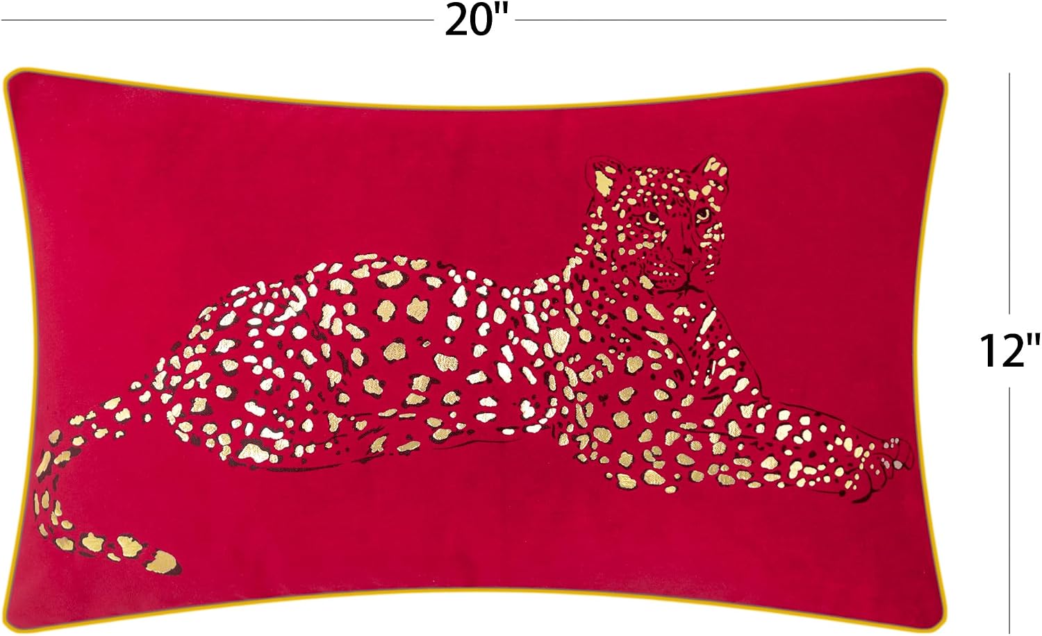 VG|red|Leopard Print Throw Pillow Cover Decorative Velvet Cushion with Gold Foil Printing for Bed Couch Chair Car