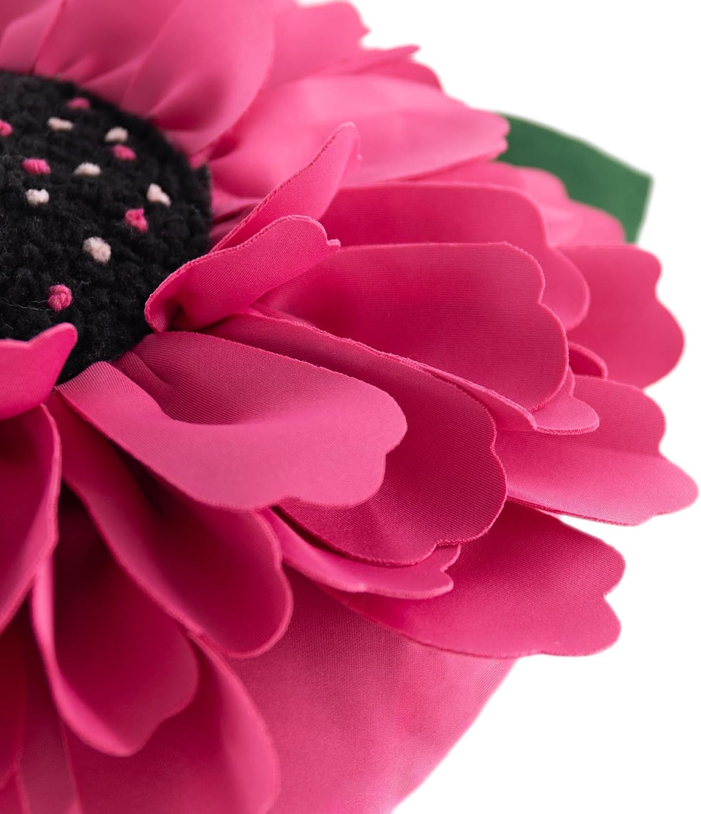 VG|fuchsia-pink|3D Flower Design Round Throw Pillow Flower Decorative Floral Cushion