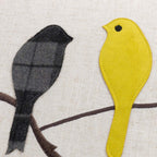 VG|yellow-gray-plaid-square-with-birds|Cute Birds Throw Pillow Cover Lumbar Accent Cushion Embroidered Pillowcase for Home Sofa Bed Living Room Dark Blue Orange Beige