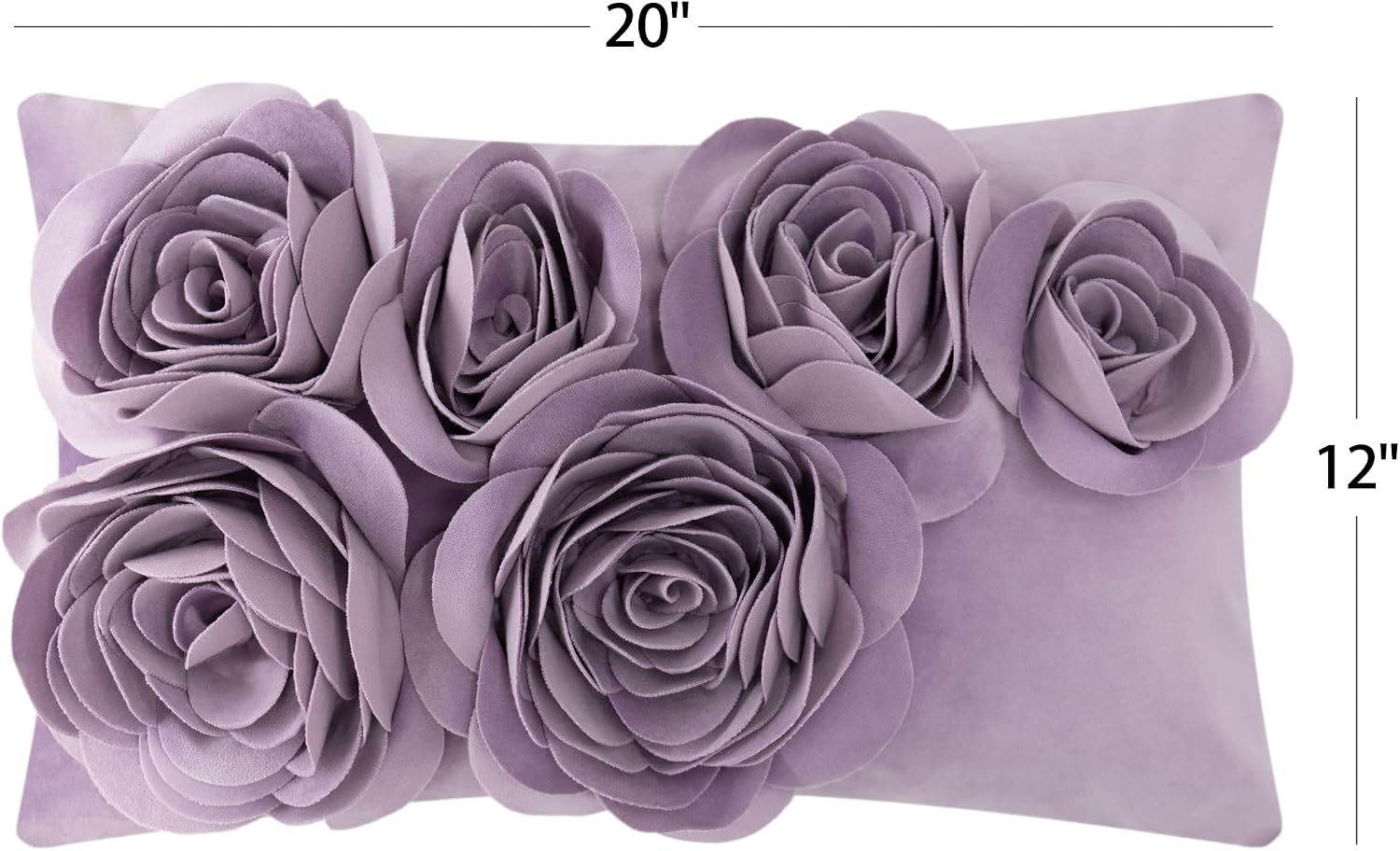 VG|purple|3D Flower Throw Pillow Cover Handmade Floral Soft Velvet Lumbar Cushion for Bed Living Room Chair Couch Decor Gold