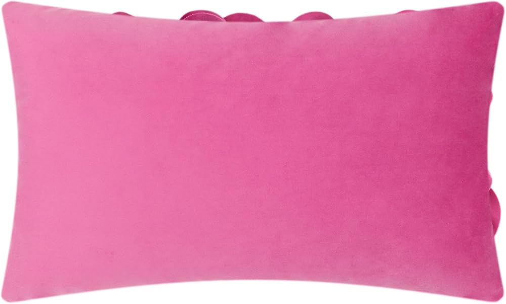 VG|hot-pink|3D Flowers Throw Pillow Cover Decorative Soft Velvet Accent Floral Cushion Lumbar Pillowcase for Bed Sofa Couch Living Room