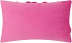 VG|hot-pink|3D Flowers Throw Pillow Cover Decorative Soft Velvet Accent Floral Cushion Lumbar Pillowcase for Bed Sofa Couch Living Room