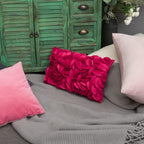 VG|rose-red-velvet|Handmade 3D Floral Throw Pillow Cover