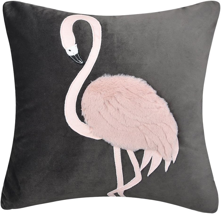 Decorative Throw Pillow Covers Accent Lion Pattern Chenille Cushion Covers Pillowcases for Couch Bed Living Room Home - S-flamingo-gray