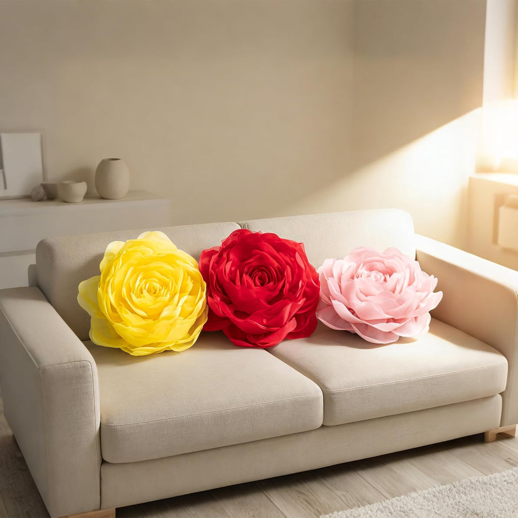 VG|red,yellow|3D Flower Throw Pillow Cover